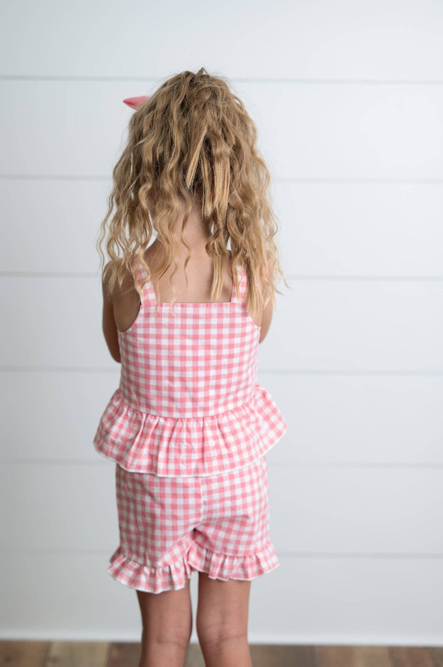 Naomi Pink Check Gingham Spring Short Set