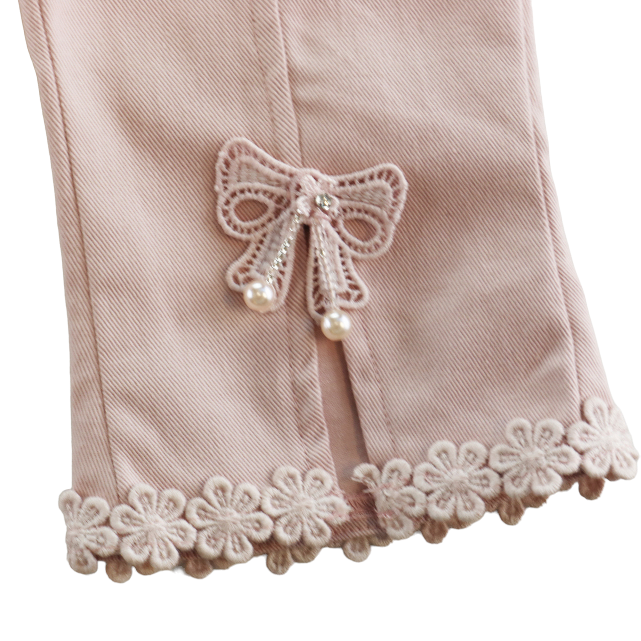 Sadie Pink Bow & Lace Split Hem Pants