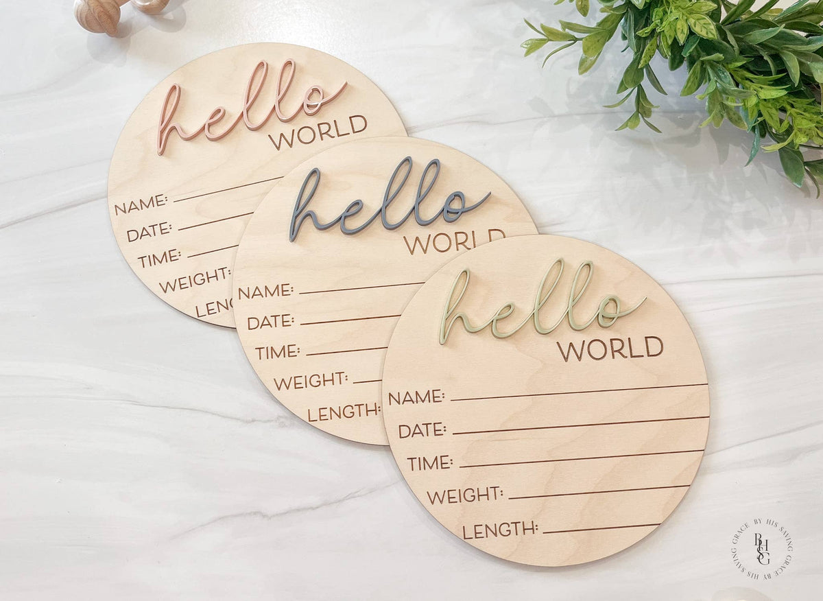 Birth Announcement Wood Sign - White