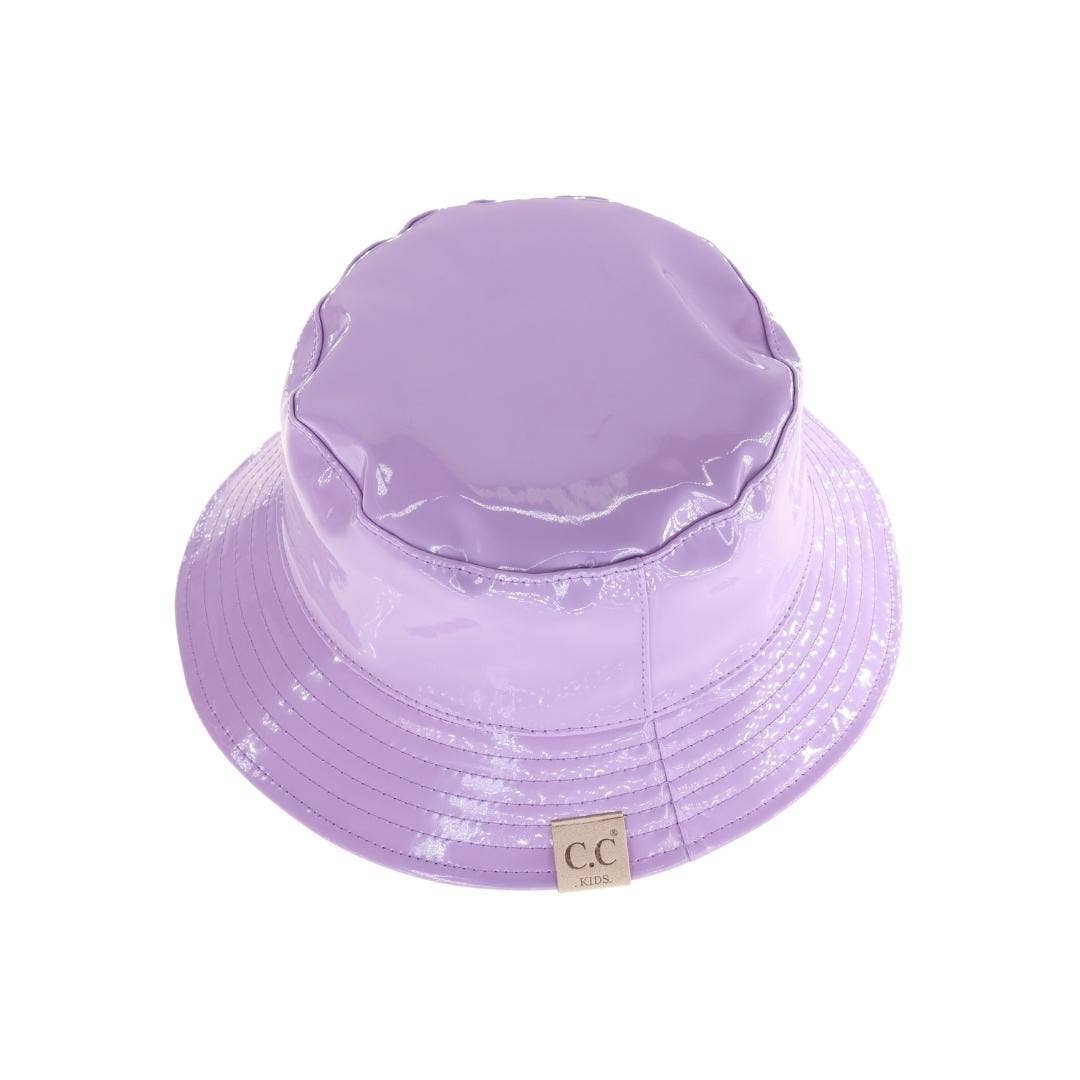 Kids Shiny Rain Bucket Hat: Lavender