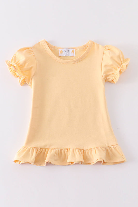 Eleanor Yellow Basic Ruffle Top