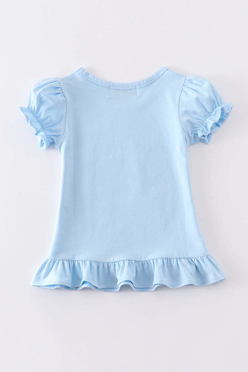 Eleanor Premium Sky Basic Ruffle Top