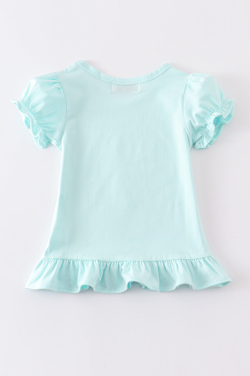 Eleanor Mint Basic Ruffle Top