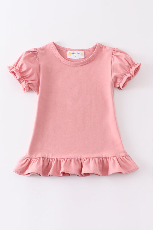 Eleanor Pink Basic Ruffle Top