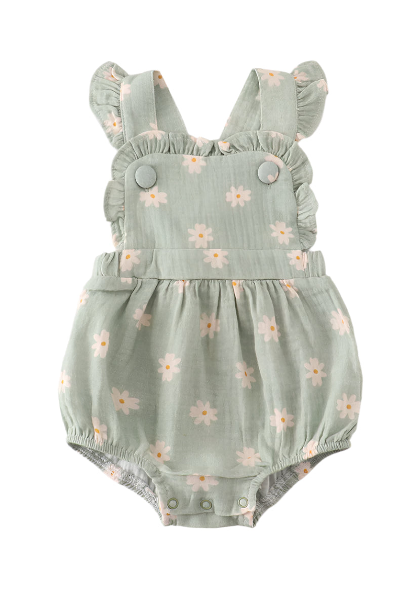 Sage Muslin Daisy Bubble Romper