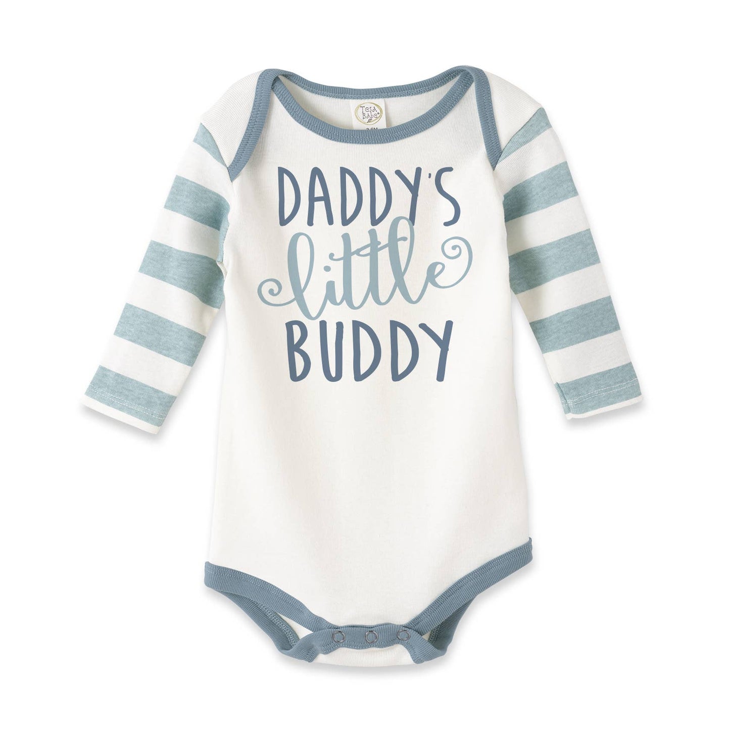 Daddy's Little Buddy Boy Cotton Aqua Stripe Romper