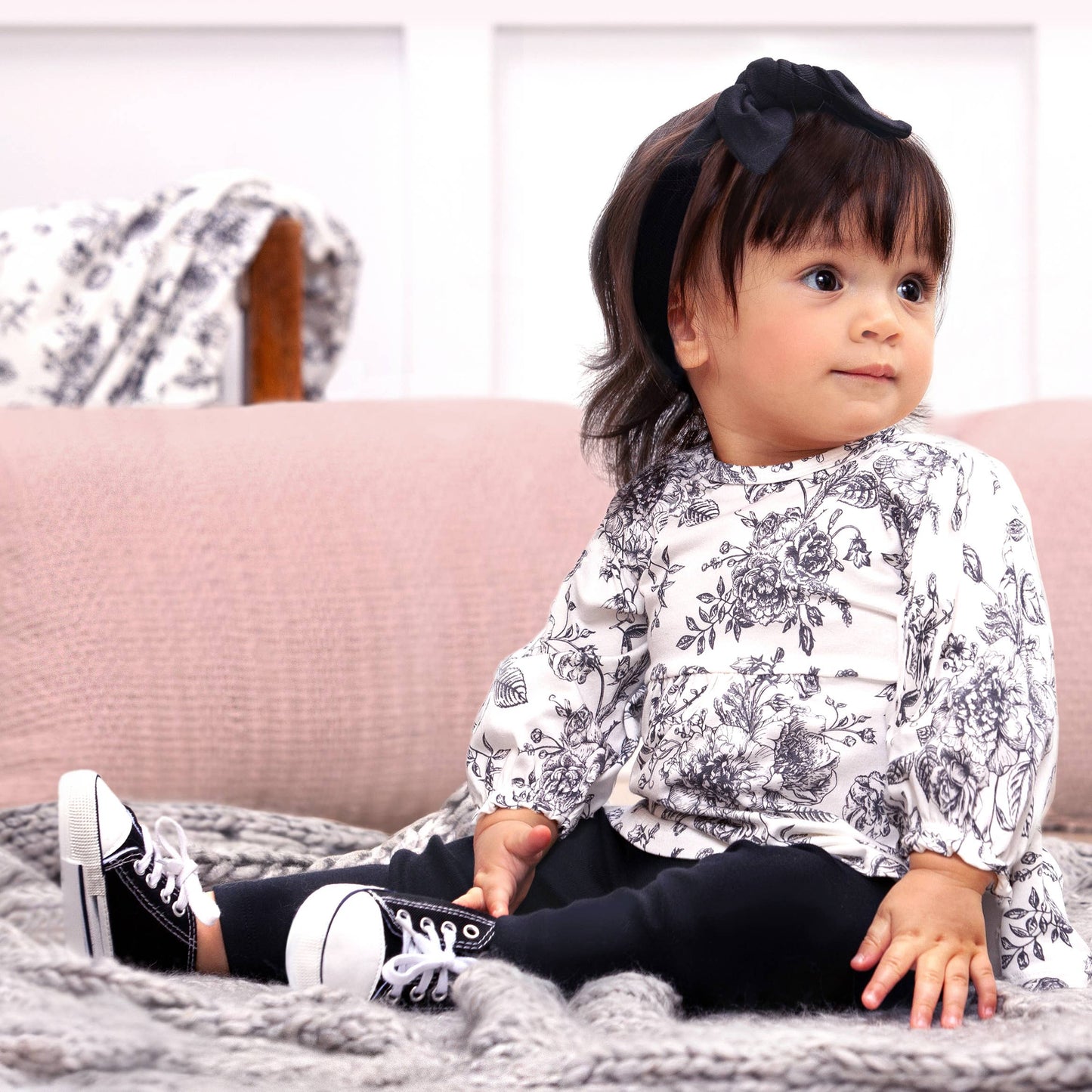 Gabriella Petale'  Baby Girl Bamboo Toile Top & Leggings