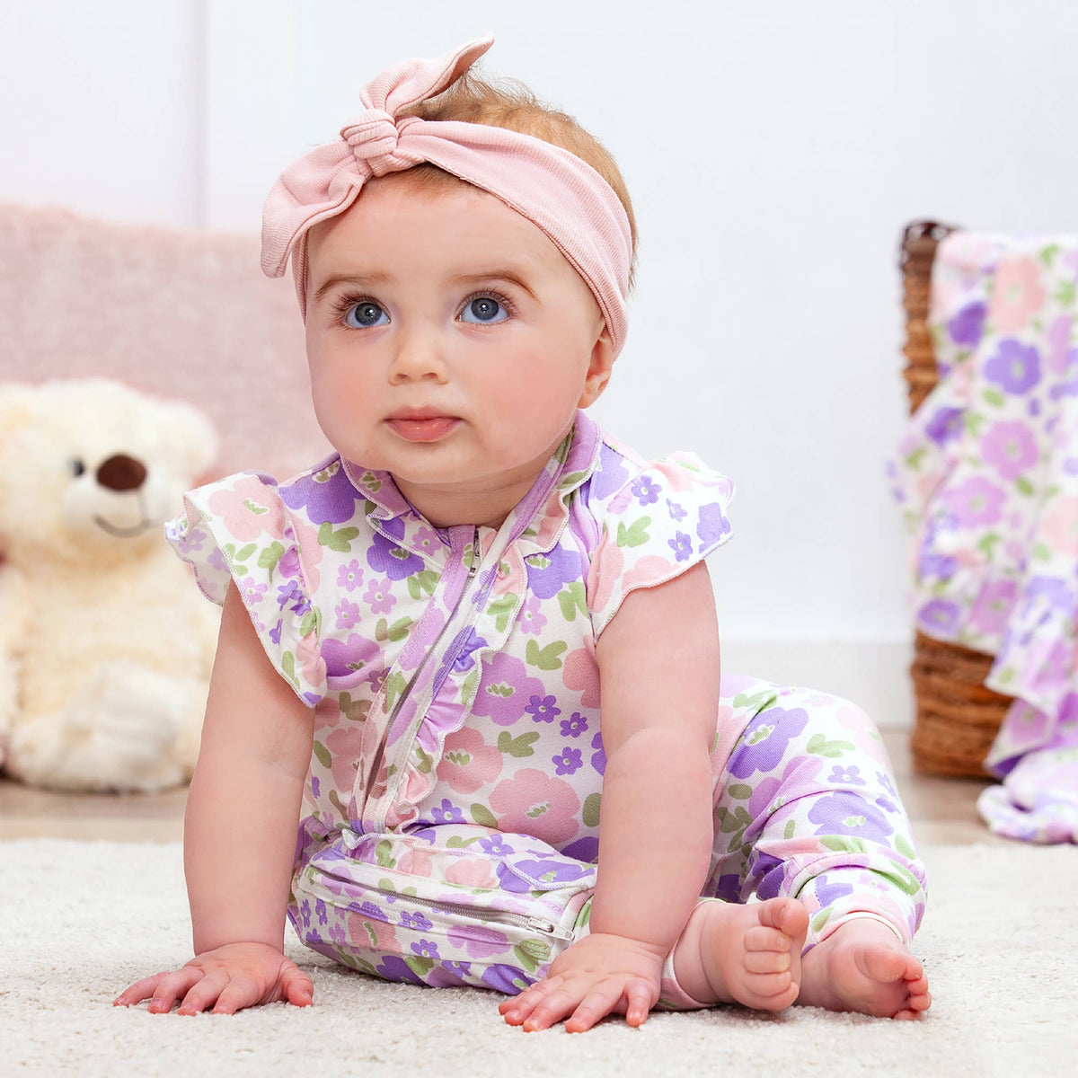 Emilia Floral Bamboo Zipper Romper