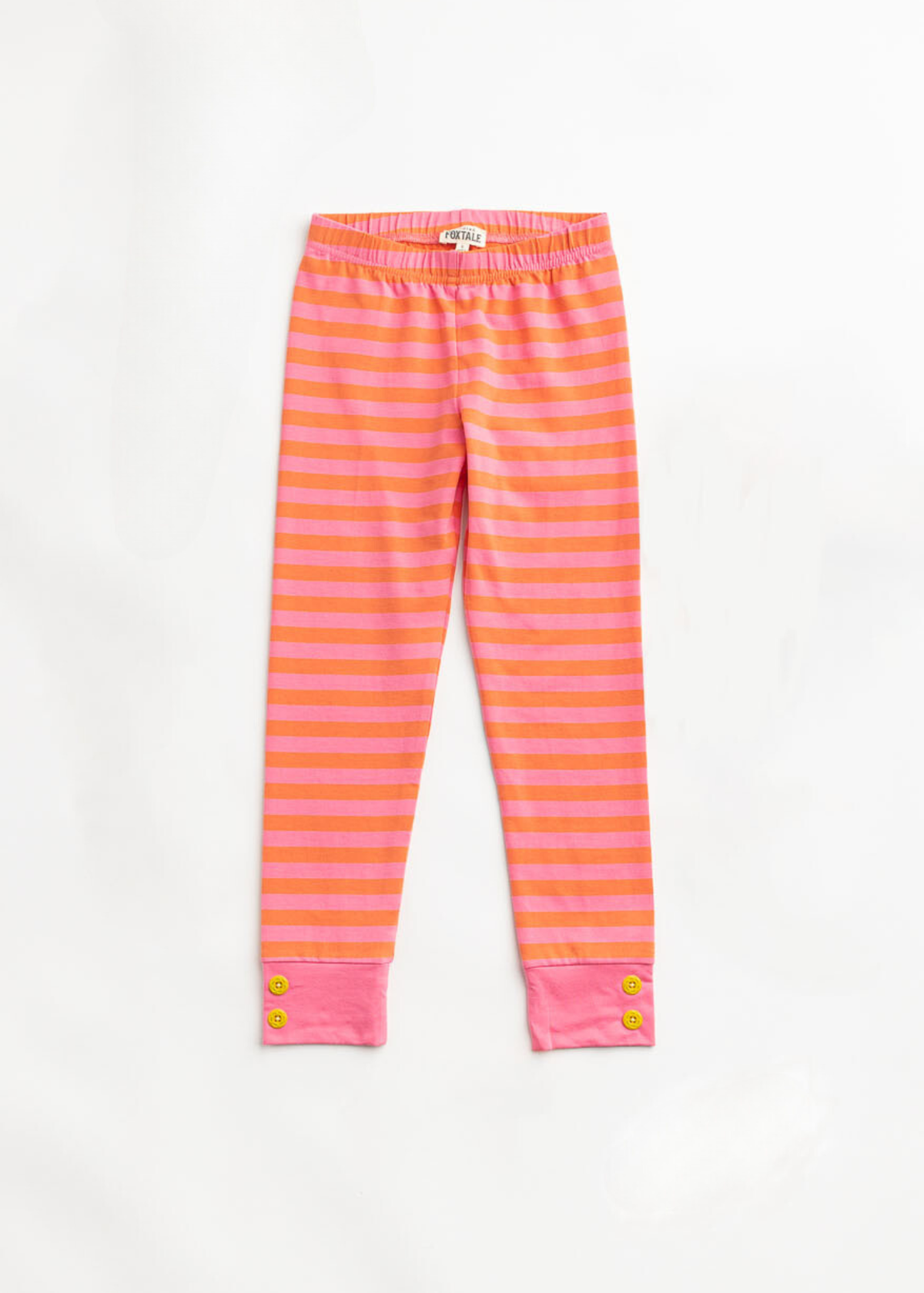 Pink and orange striped leggings on a white background