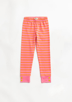 Pink and orange striped leggings on a white background