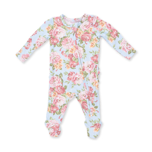 Floral baby onesie on a white background