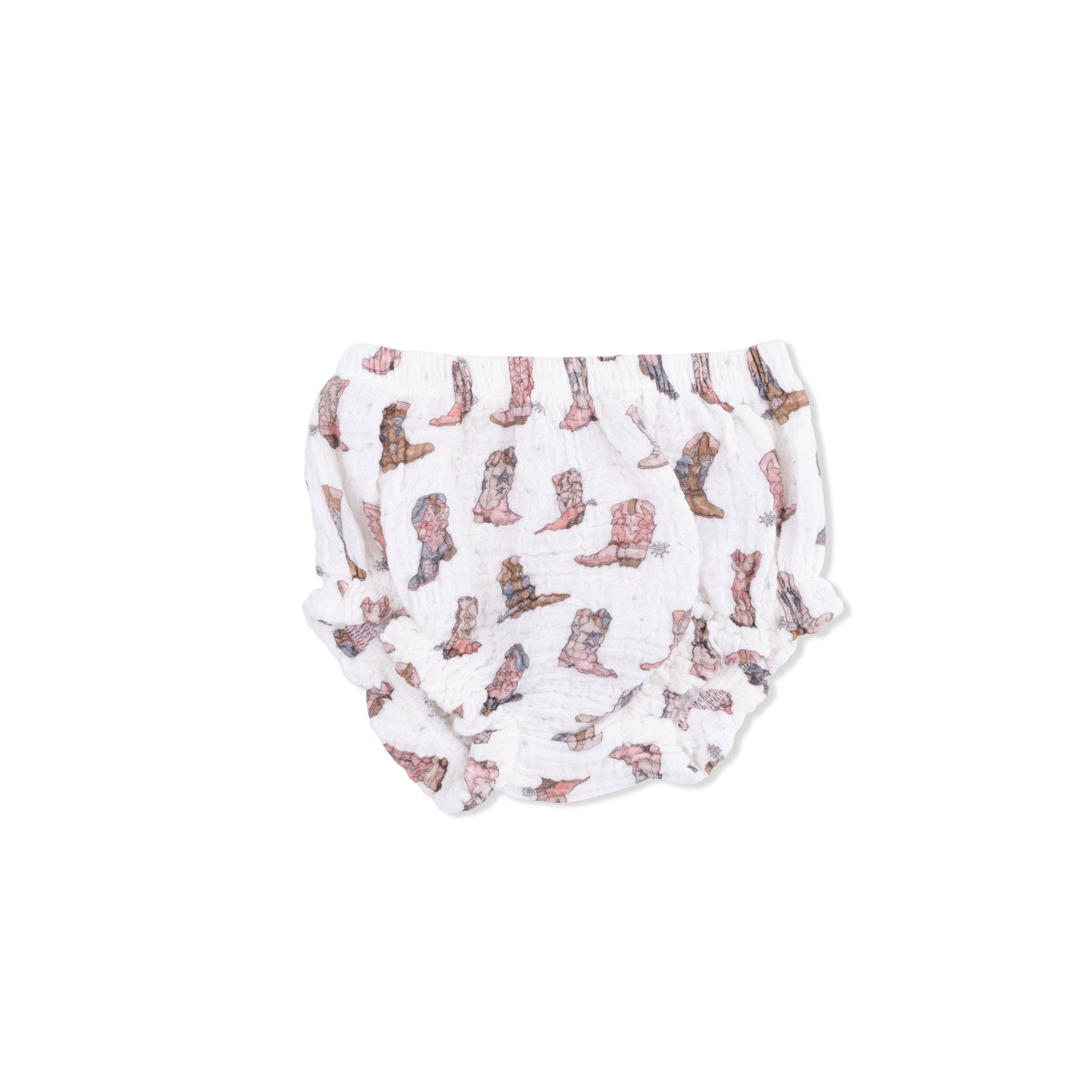 Baby diaper with cowboy boot pattern on a white background