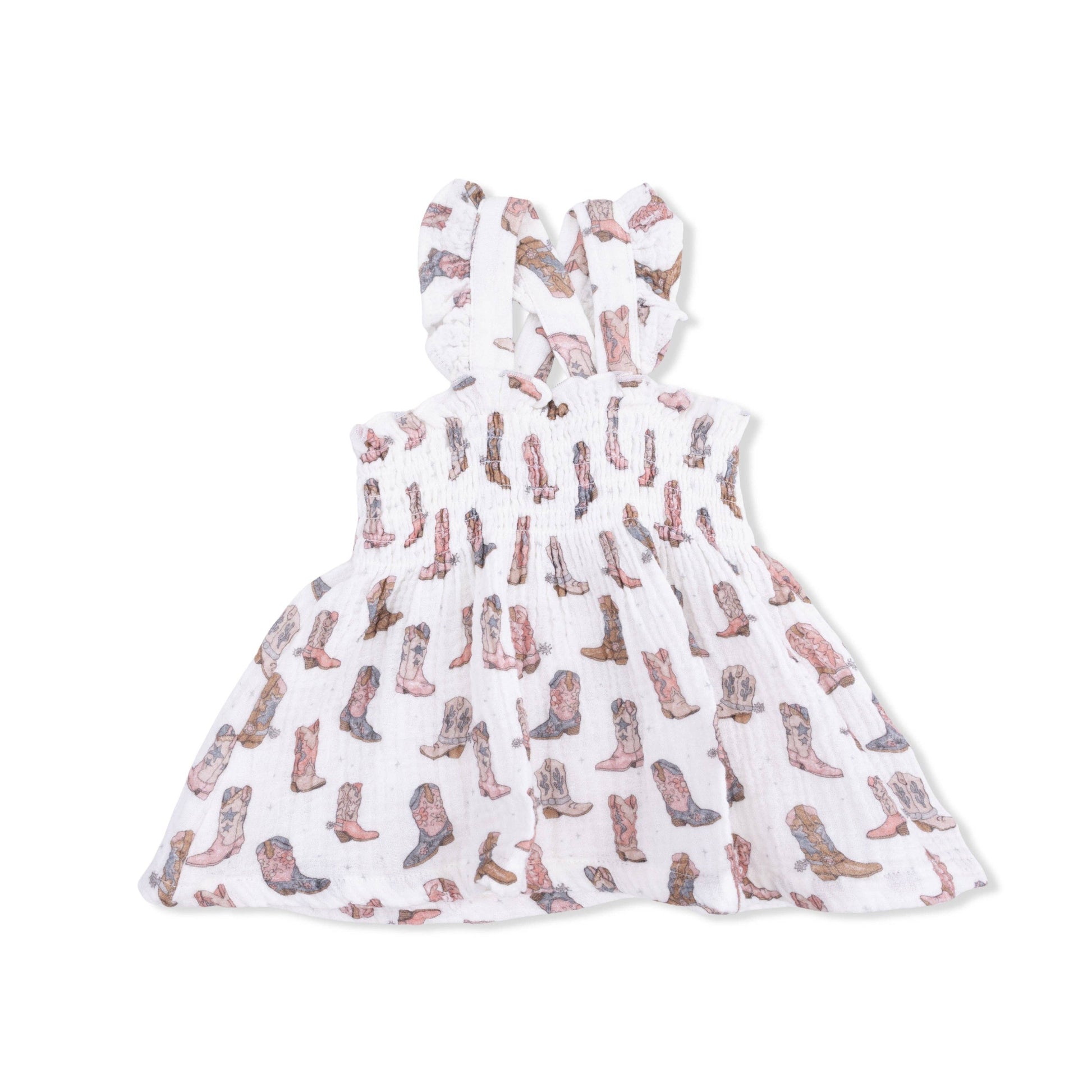 Dress with cowboy boot pattern on a white background