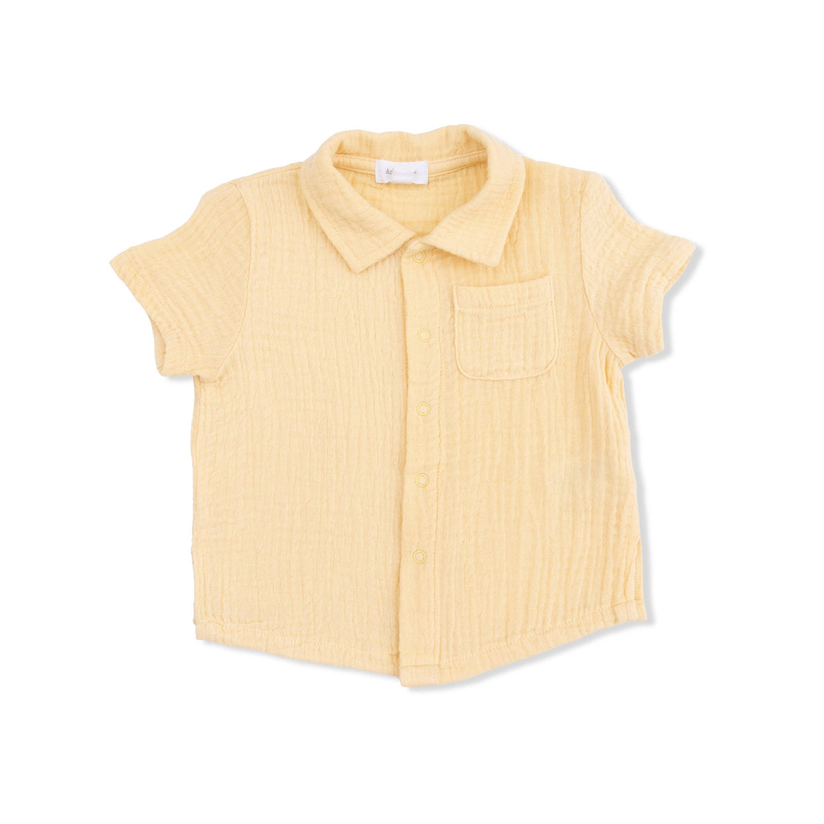 Yellow short-sleeve shirt on a white background