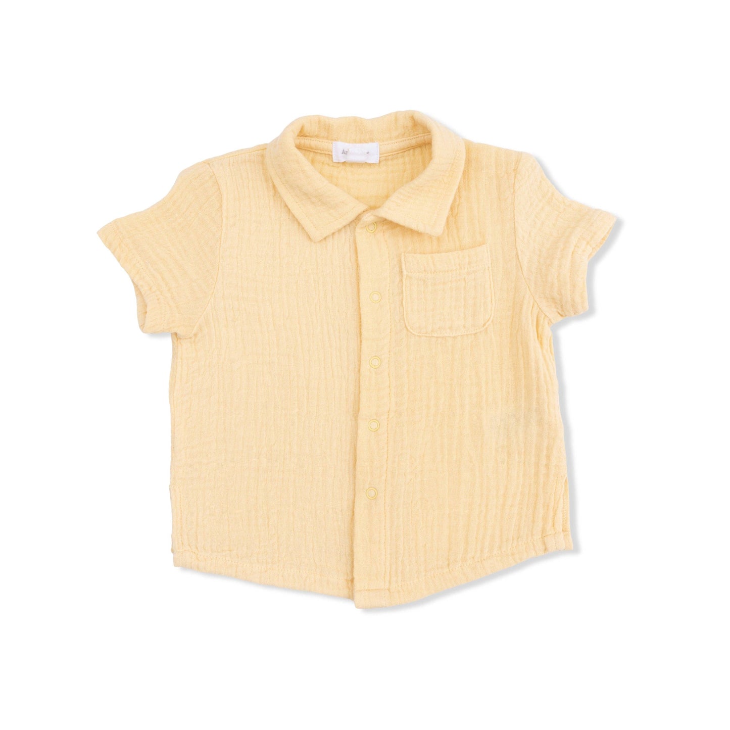 Yellow short-sleeve shirt on a white background