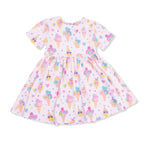 Children's dress with ice cream cone pattern on a white background
