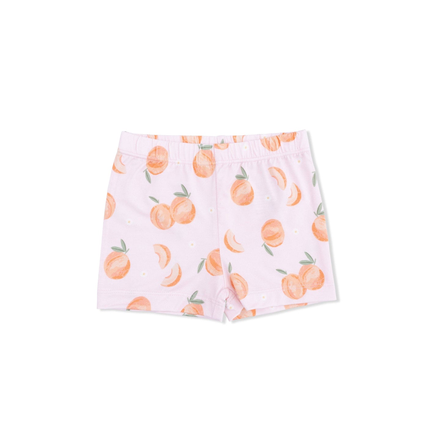 Shorts with peach pattern on a pink background