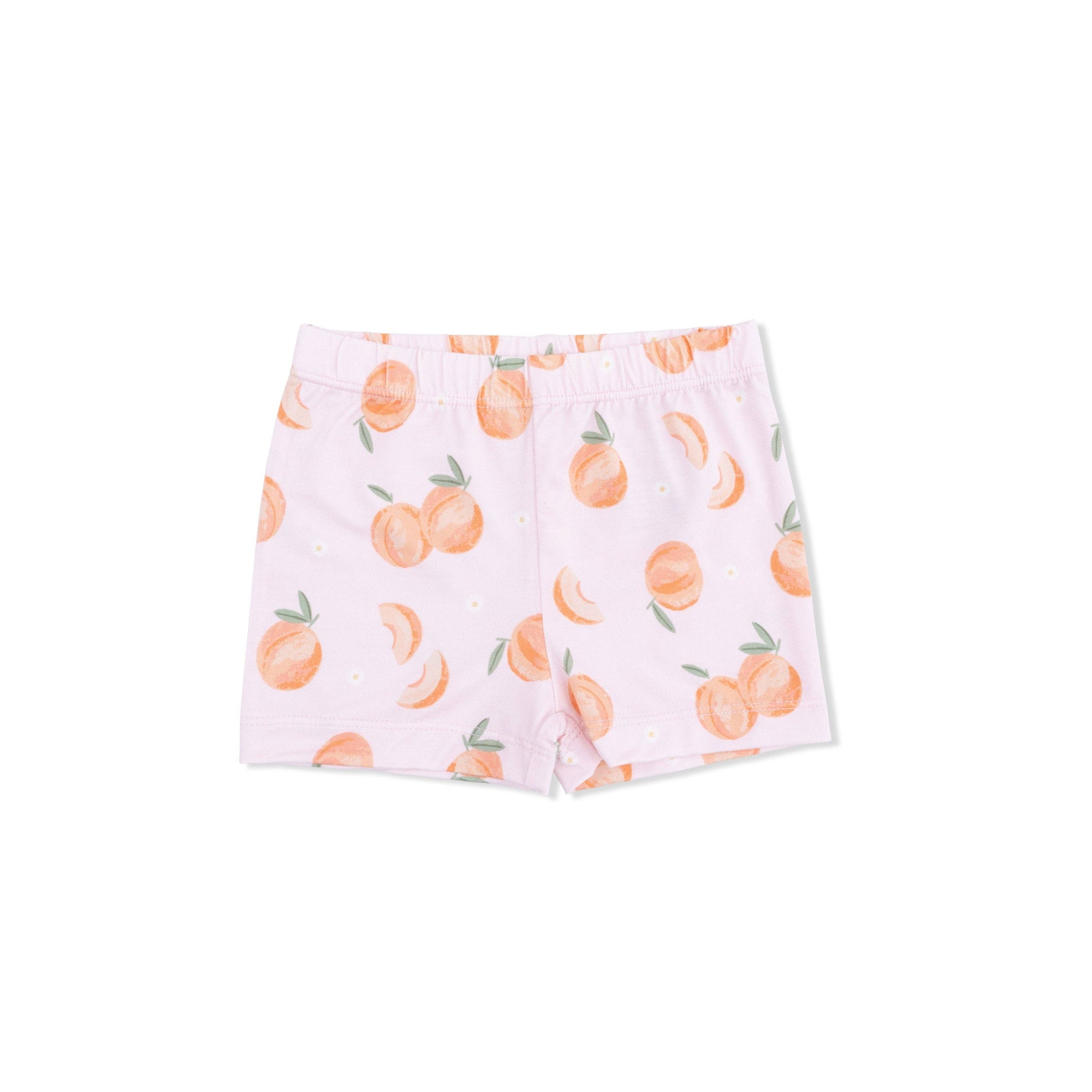 Shorts with peach pattern on a pink background