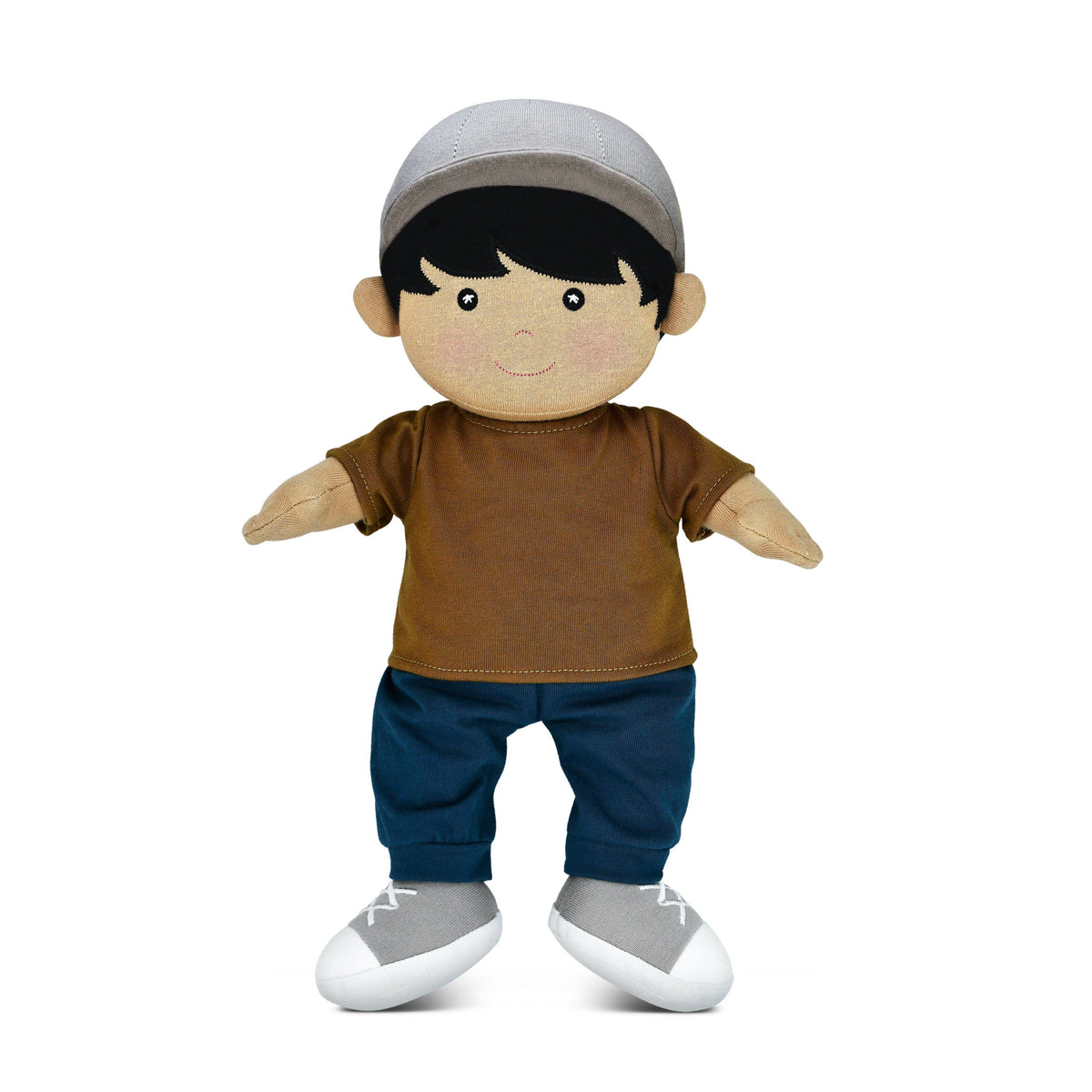 Apple Park Kids Grady soft boy doll in organic cotton shirt and joggers, additional view