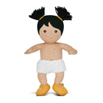 Apple Park Kids Gwen soft doll in an organic cotton romper with flutter neckline, additional view