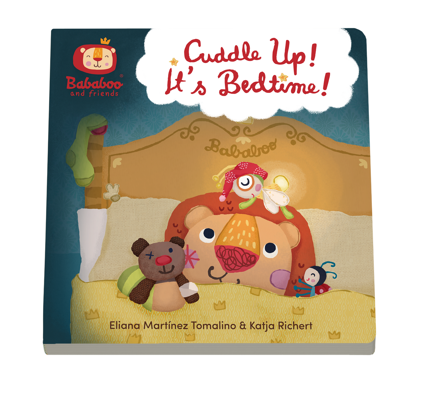 Children's book titled 'Cuddle Up! It's Bedtime!' with cartoon characters on the cover.