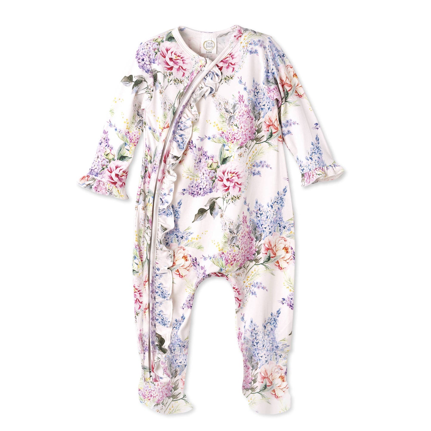 Floral baby onesie on a white background