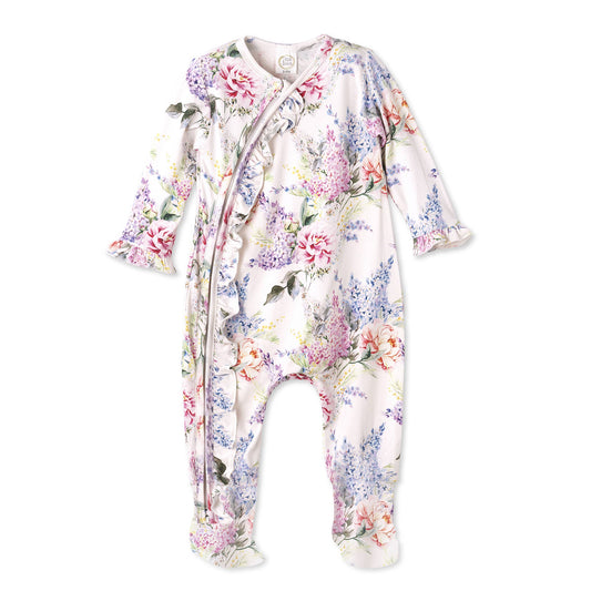 Floral baby onesie on a white background