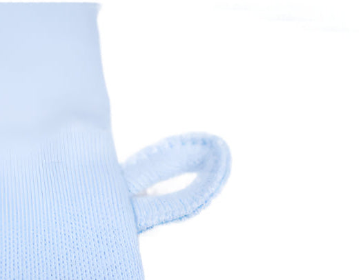 Blue long sleeve onsie pacifier loop