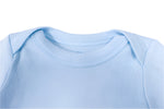 Blue long sleeve onsie neckline