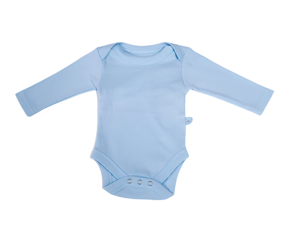 Blue long sleeve onsie front
