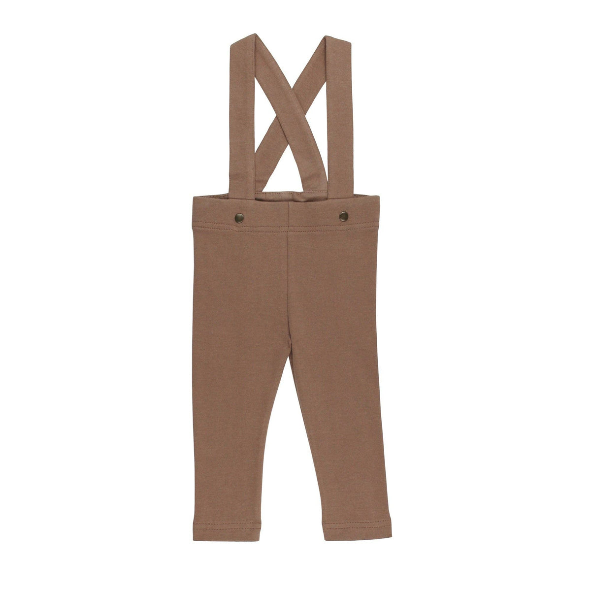 Brown pants with suspenders on a white background