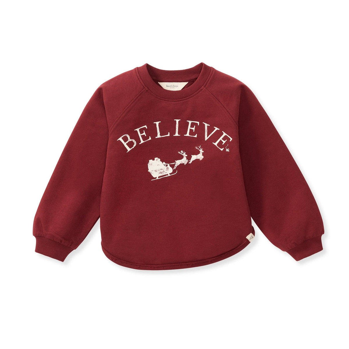 Burt's Bees Baby Believe Sweatshirt, organic cotton french terry baby Christmas sweatshirt