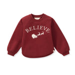 Burt's Bees Baby Believe Sweatshirt, organic cotton french terry baby Christmas sweatshirt