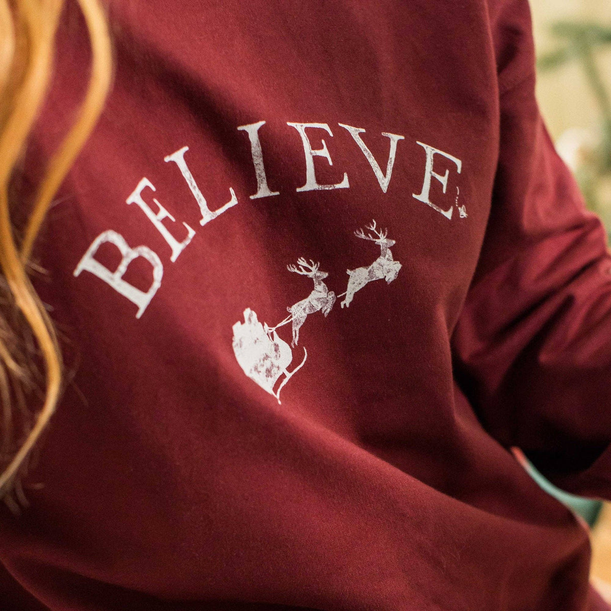 Burt's Bees Baby Believe Women's Sweatshirt, organic cotton french terry Christmas sweatshirt for mom - view 6
