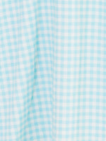Close-up of a blue and white checkered fabric pattern