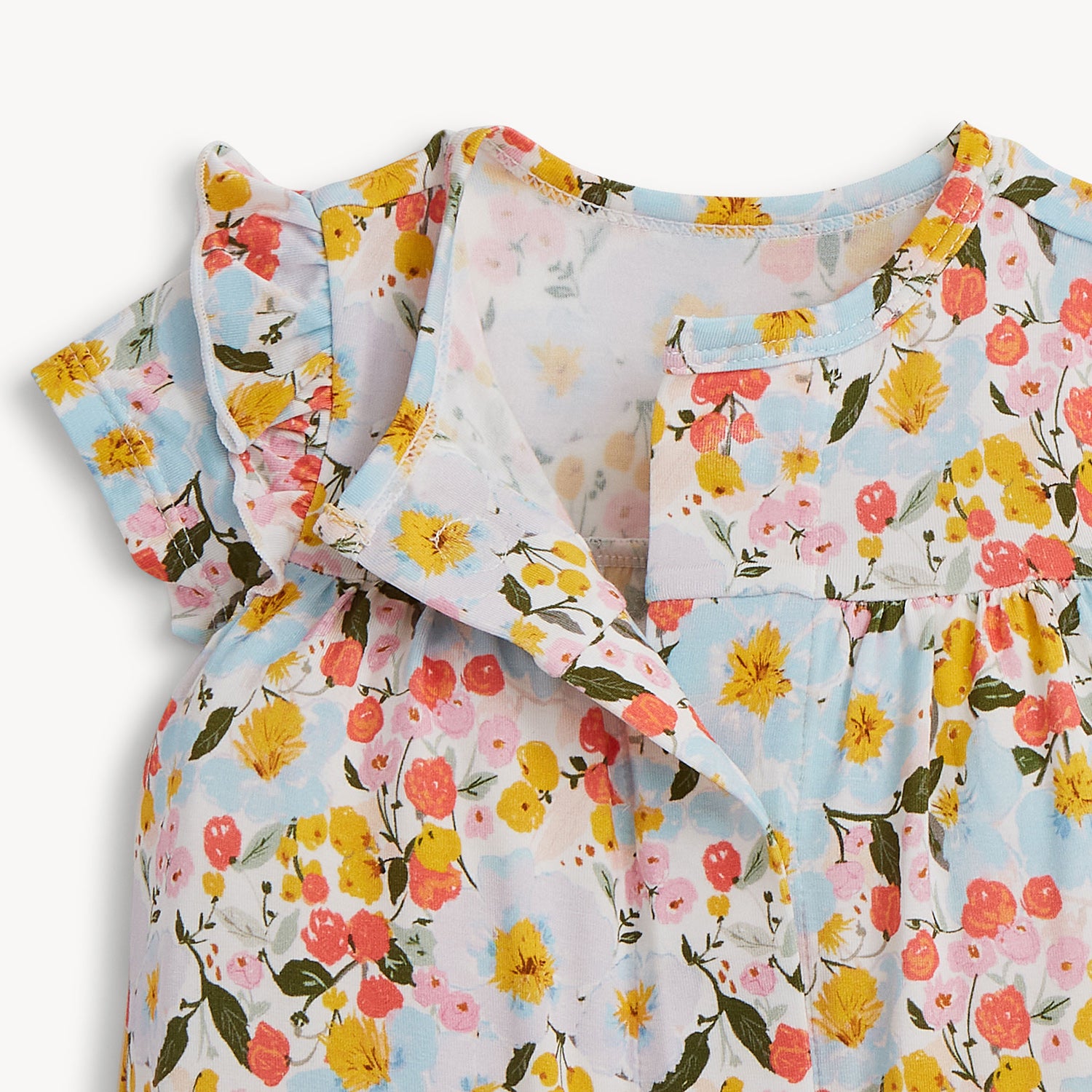 Floral dress with colorful flowers on a white background