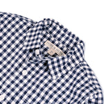 Navy and white checkered shirt with 'Hope & Henry' tag on a white background
