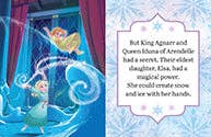 Disney Frozen tiny book with two characters and text.