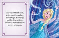 Disney Frozen tiny book Illustration of a character in a blue dress with a decorative background