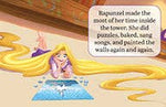 Animated character from 'Tangled' with a text box explaining her time inside the tower.