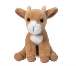 Mini Sitting Goat plush baby goat in mottled cream and tan