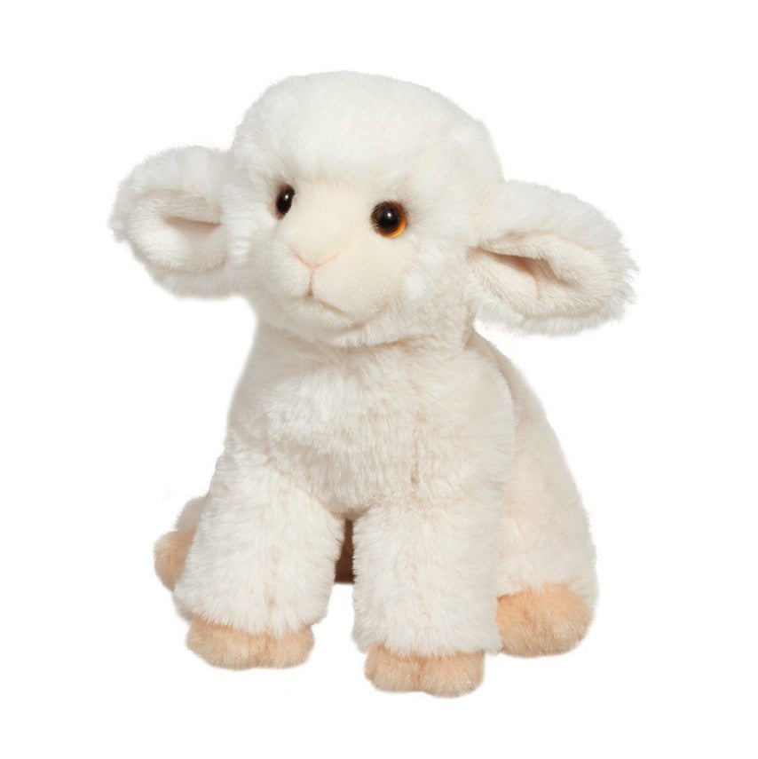 Mini Sitting Lamb plush with creamy white coat and droopy ears