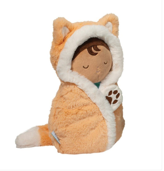 Baby Fox Hug soft doll in orange fox-themed swaddle
