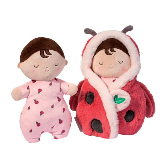 Baby Ladybug Hug soft doll in ladybug swaddle
