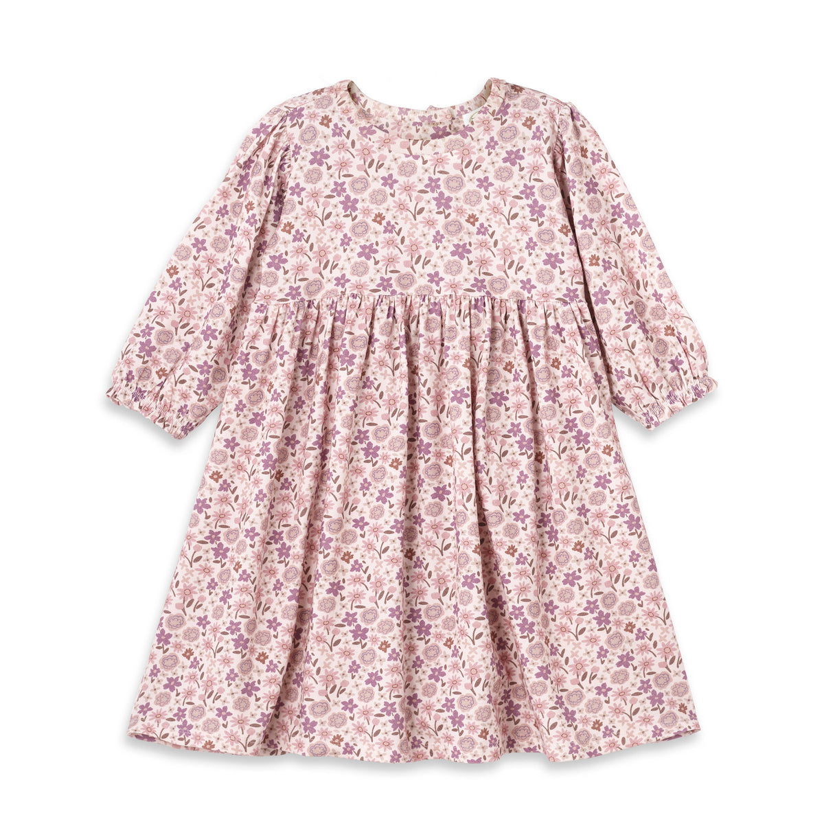 Floral dress with long sleeves on a white background