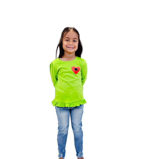 Ivy Girl's "Growing Heart" Long Sleeve Ruffle Tee