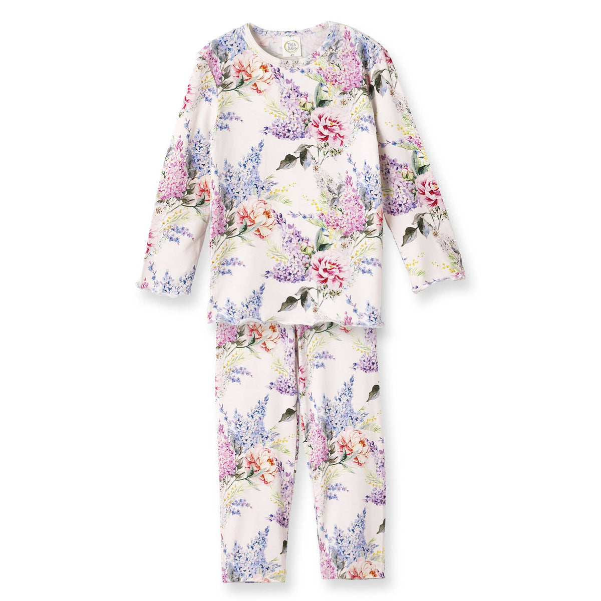 Floral pajama set on a white background