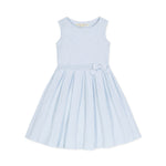 Light blue dress with a bow detail on a white background