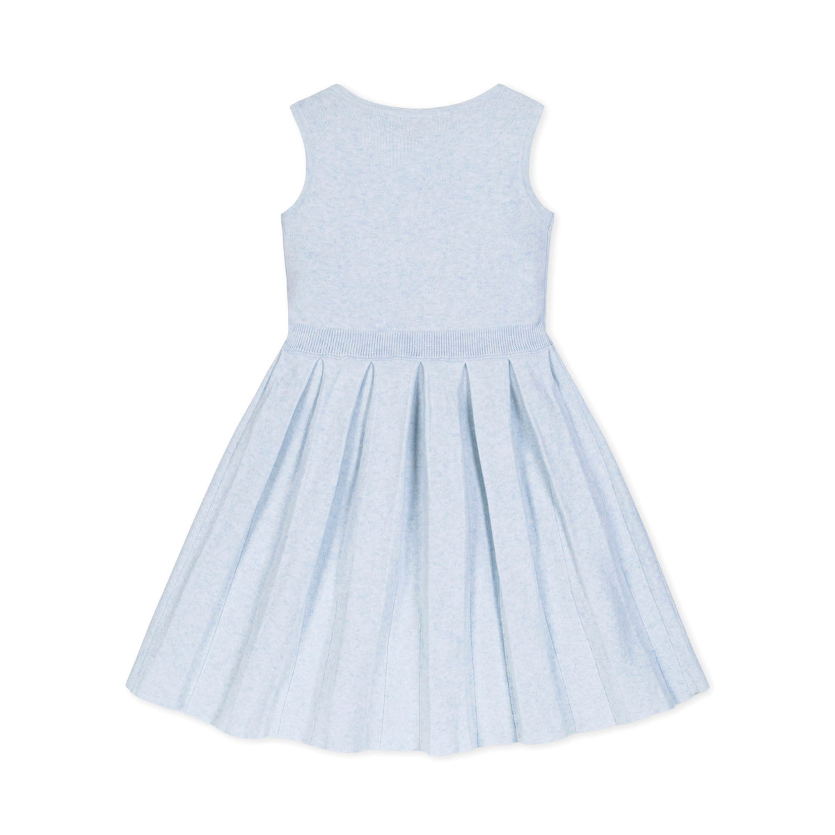 Back of light blue dress on a white background