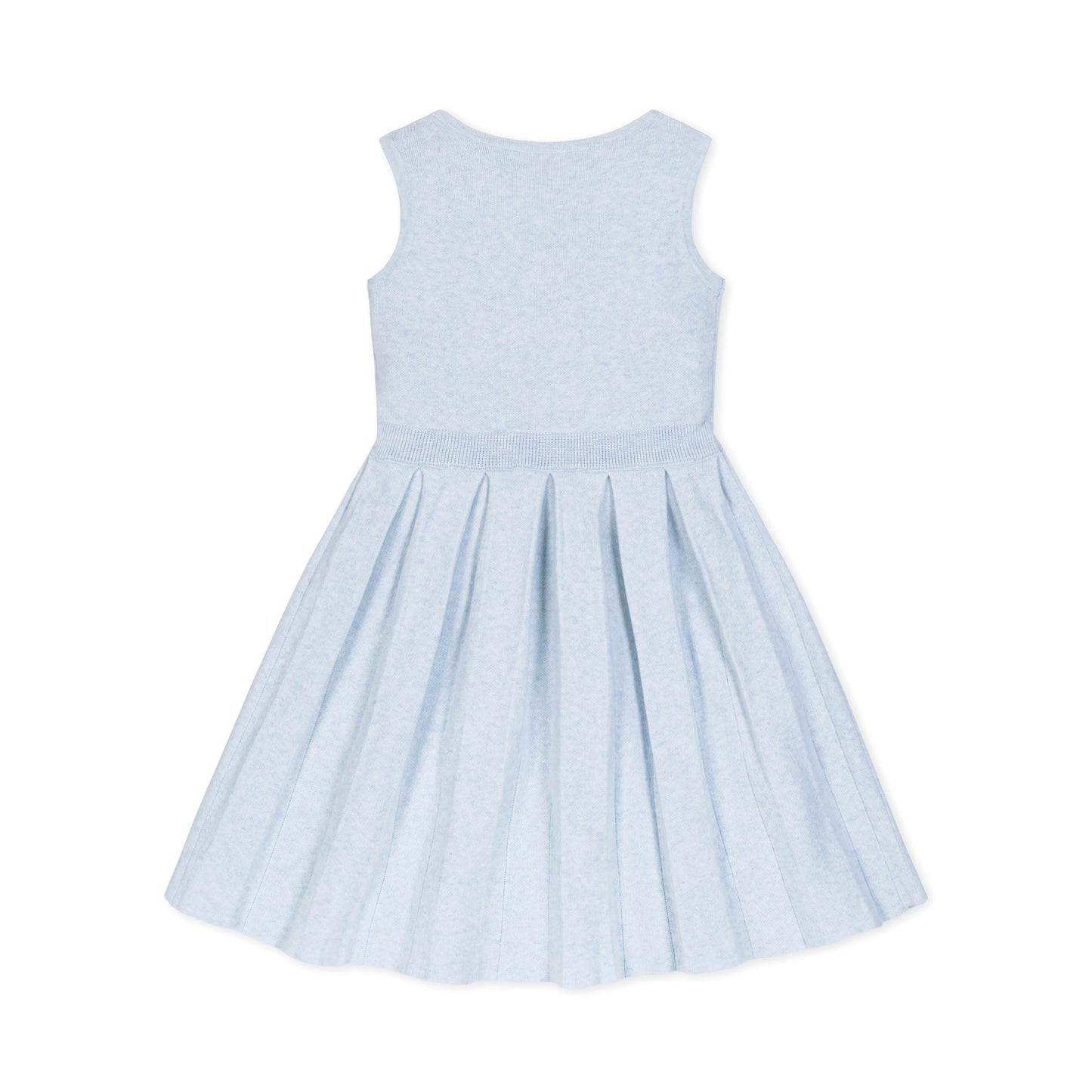 Back of light blue dress on a white background